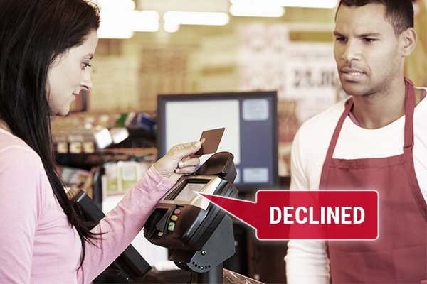 Paying at supermarket checkout